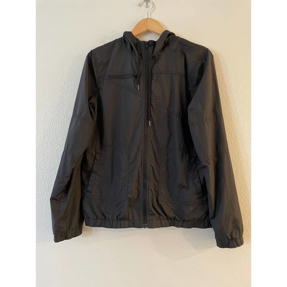 Volcom Girls Size M 12 Black Enemy Stone Windbreaker Jacket Hooded Zip Up - Picture 2 of 10